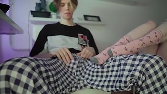 My Younger Sister, A College Student, Gives Me A Footjob In Her Socks