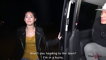 Asian Woman'S Tight Vagina Penetrated And Covered With Semen In A Van Pickup