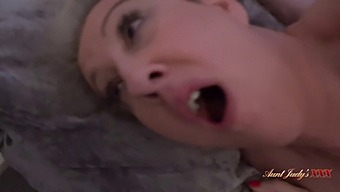 Horny British Stepmom Mrs. Maggie Moon Caught By Stepson With Big Natural Tits