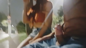 Dangerous Bus Stop Handjob For Attractive Girl!