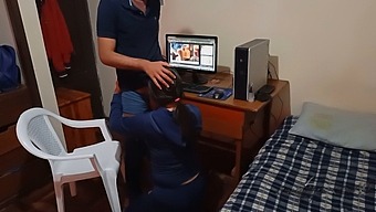 Housekeeper Catches Me In The Act: I'M Pleasuring Myself When Unexpectedly My Cleaning Lady Enters And Witnesses Me Viewing Explicit Material, Leading Her To Shout For My Erect Penis.
