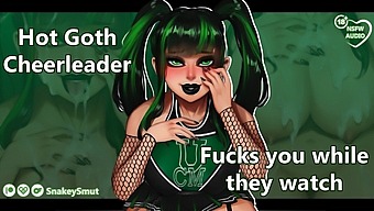 Sensual Goth Cheerleader Gives A Blowjob While Getting Fucked In Front Of An Audience