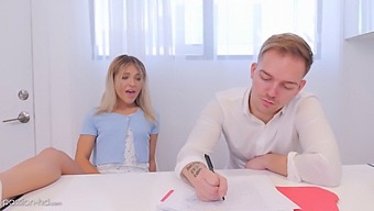 A Blonde Sorority Girl Gets Face Fucked And Pussy Pounded By Her Tutor In A Dorm Study Session