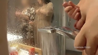 Stepmother Caught Him Pleasuring Himself In The Bathroom And She Is An Exhibitionist.